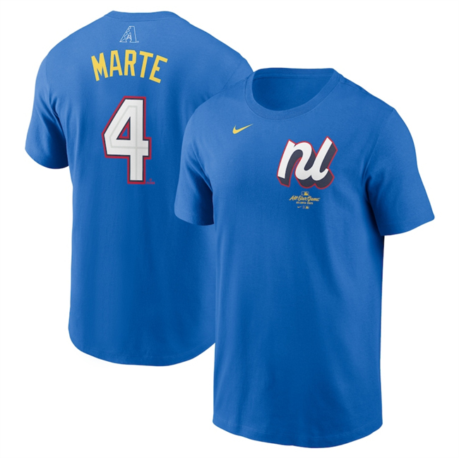 Men's National League #4 Ketel Marte Royal 2025 All-Star Edition Name & Number T-Shirt